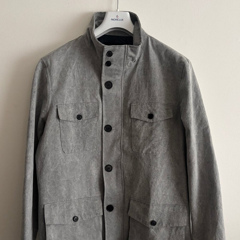 $445 Monadic Grey Cotton Stonewashed Zippered Field Jacket - XL